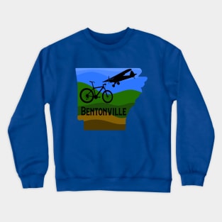 Bentonville Arkanas Design with Mountain Bike and Airplane Crewneck Sweatshirt